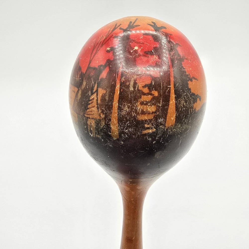Vintage Single Wooden Wood Hand Painted Maracas - Picture 2 of 8